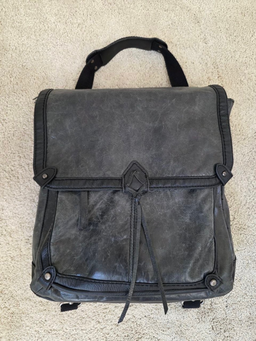The Sak Ventura II Black Leather Convertible Backpack Crossbody Boho Bag